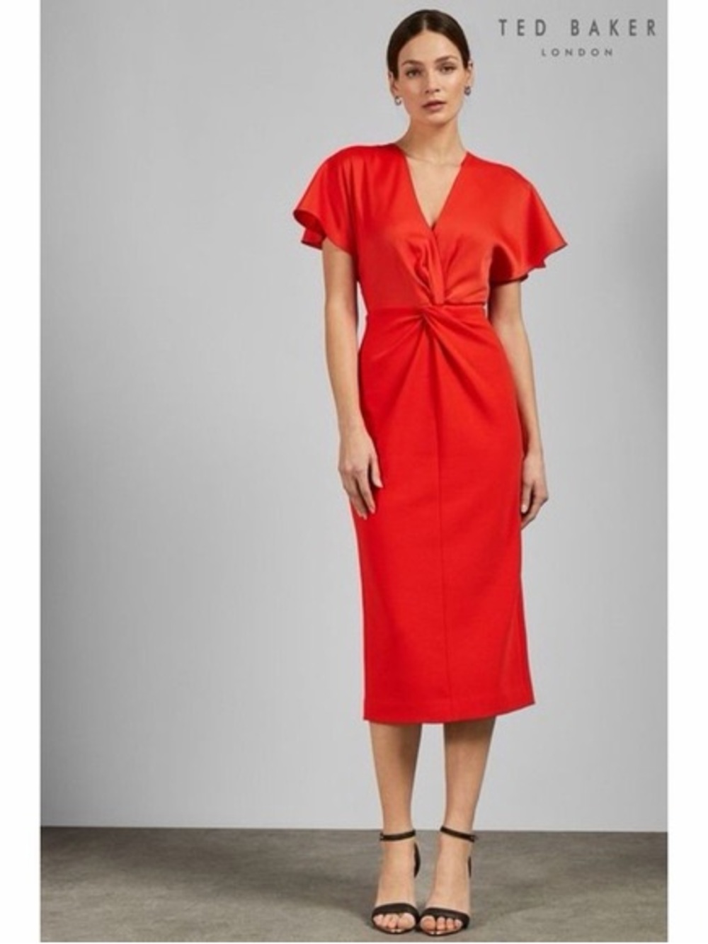 Ted Baker Red Twist-Knot Midi Dress